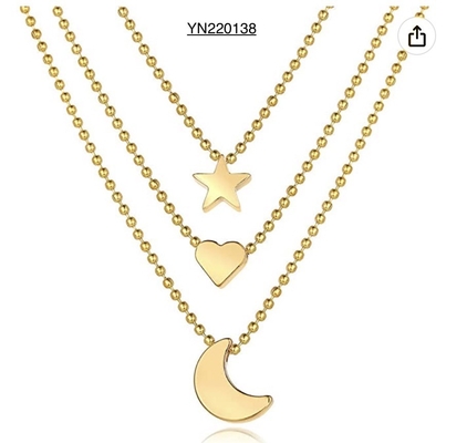 Collier pendentif Star Moon Love Colliers en or à empiler à la mode