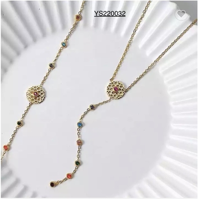 Ensemble de bijoux en acier inoxydable 18 carats avec pendentif en cristal de couleur creuse et bracelet