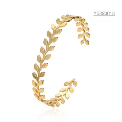 Bracelet manchette feuille d'olivier pour femme