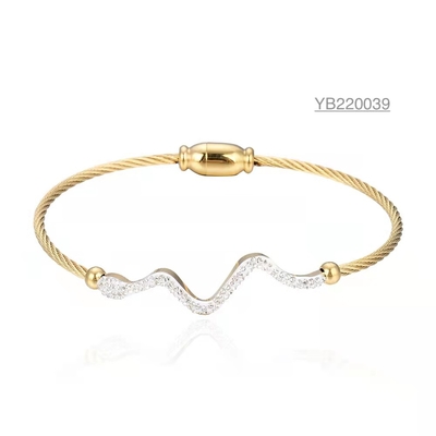 Marque de niche exclusive Bracelet en acier inoxydable avec strass Bracelets en or épais 18 carats