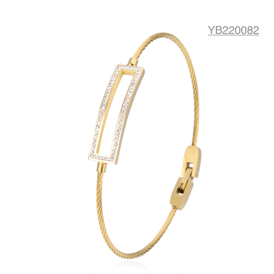 K Or Acier Inoxydable Bracelet Pandora Baguette Diamant Corde Style Bracelet