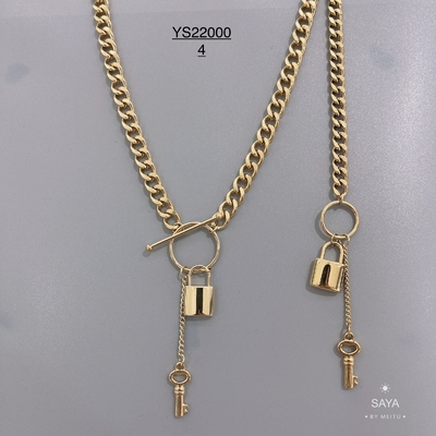 Clé pendante principale de collier de l'or 14k de serrure de luxe d'acier inoxydable et bracelet de serrure