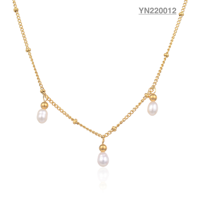 Collier pendentif petit pompon perle blanche bijoux chaîne en acier inoxydable Lowkey