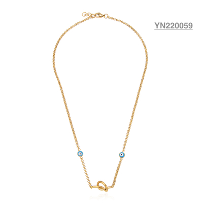 Acier inoxydable de collier d'empilage d'or d'oeil bleu de marque de luxe d'ODM
