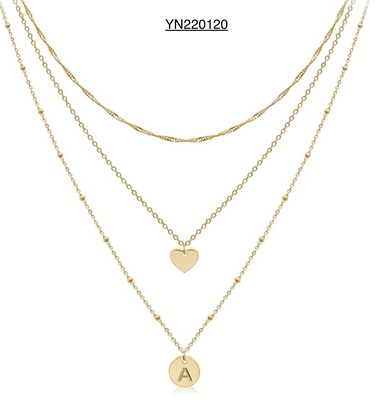 Collier pendentif coeur collier en couches en acier inoxydable pour femme pour anniversaire