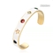 Bracelets larges blancs colorés de manchette de bracelet de pierre gemme d'acier inoxydable pour épouser
