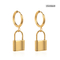 Boucles d'oreilles pendantes en métal de serrure de cru d'or d'acier inoxydable de femmes de CE