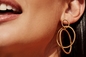 Boucles d'oreilles en acier inoxydable et or de 5 cm Boucles d'oreilles à cercles multiples de style américain
