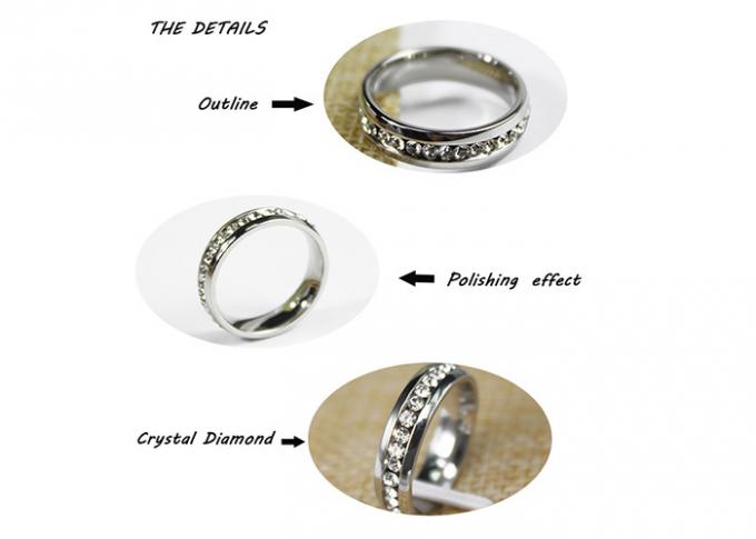 Anneau en cristal d'acier inoxydable de bijoux de Zircon de l'engagement 5mm pour des filles