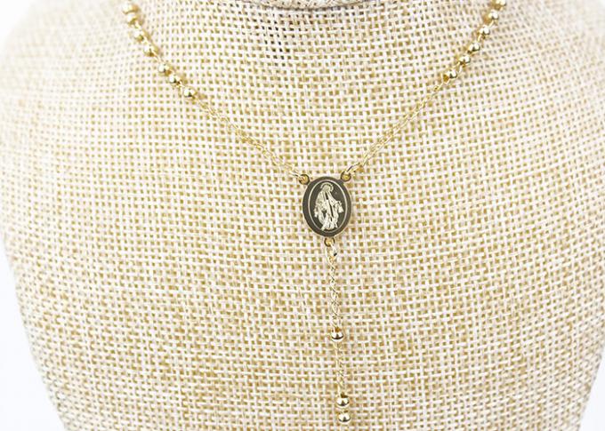 Collier religieux catholique de bijoux de croix de Jésus de chapelet avec la perle d'acier inoxydable