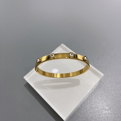 Bracelet de boucle d'ensemble d'oeil bleu de bracelet d'acier inoxydable d'or de la partie 18K