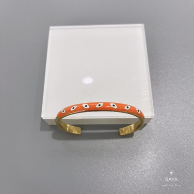 Bracelet coloré cher d'ouverture d'oeil d'émail de bracelet d'acier inoxydable d'or du 18K des femmes