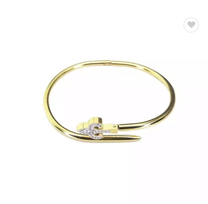 Bracelet blanc d'acier inoxydable d'or du bracelet 24k de Plum With Diamonds Modified Nail