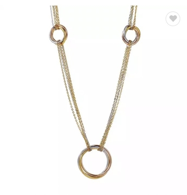 Collier pendant d'acier inoxydable d'or du collier 18K de cercle léger de style long