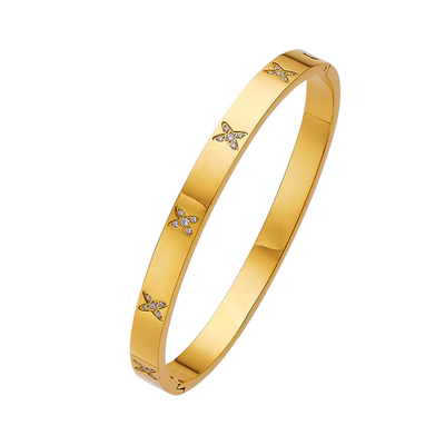 Le bracelet CZ de bracelet plaqué par or de bijoux de MVCOLEDY lapident l'acier inoxydable avec le cristal