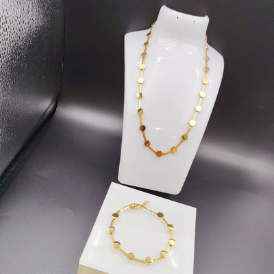 Nouvelle arrivée à la mode High Polish La plus récente couleur dorée Boucle d'oreille en acier inoxydable, Collier, Bracelet pour Dame