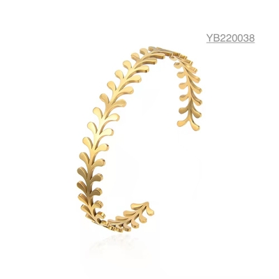 INS marée marque bijoux or feuille creuse bracelet ouverture bracelets en acier inoxydable