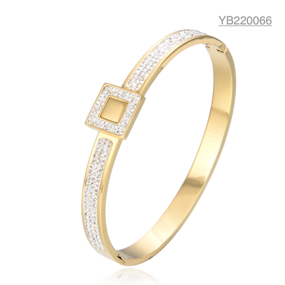 Bracelet en strass durable en or 14 carats Bracelet en strass carré de luxe léger
