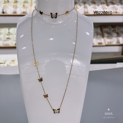 Collier de chaîne de papillon de strass de marque de luxe ensemble de bijoux en acier inoxydable d'or
