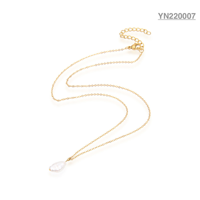 Collier pendentif perle de forme baroque 40CM Colliers en acier inoxydable doré