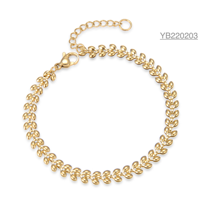 Extravagance Brand Bracelet en strass doré avec feuille d'olivier