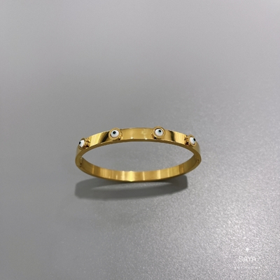 Bracelet de boucle d'ensemble d'oeil bleu de bracelet d'acier inoxydable d'or de la partie 18K