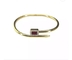 Bracelet rouge de luxe d'acier inoxydable d'or de Ruby Diamond Studded Nail Bracelet 24k