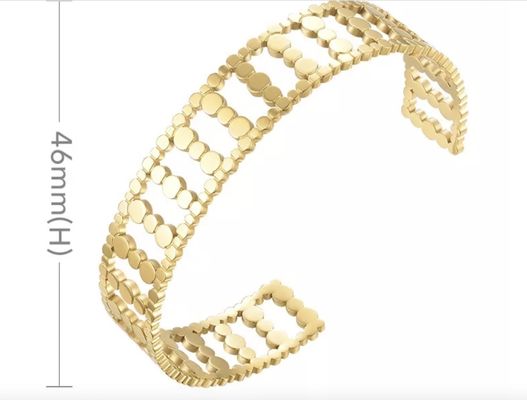 Bracelet creux large d'acier inoxydable d'or du bracelet 24k de perle d'or de marque d'abondance