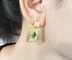 Gem Pendant Earrings Long Pendant vert à la mode cloute des boucles d'oreille d'acier inoxydable de l'or 18K