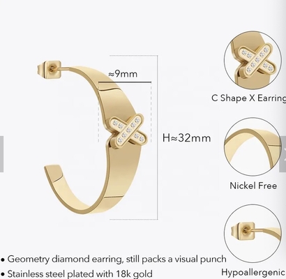 Le zircon mignon de boucles d'oreille de Huggie de boucles d'oreille d'ORAZIO Stainless Steel Women Hoop a marqueté