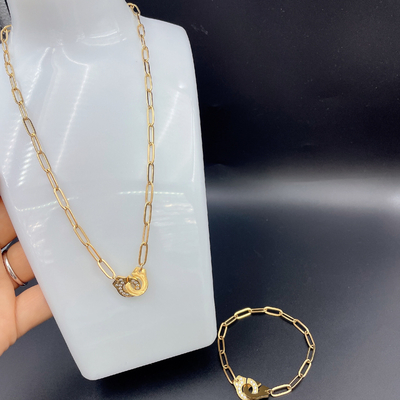 Dernière étoile en acier inoxydable de couleur or, collier, bracelet avec Cnc Cz pour femme