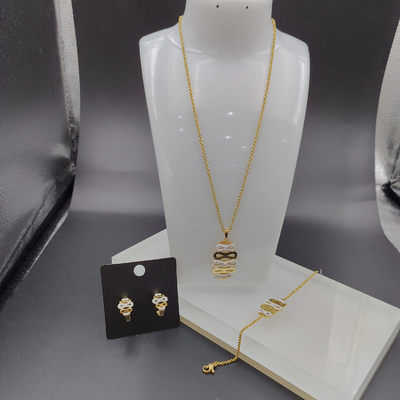 Les dernières boucles d'oreilles en acier inoxydable de couleur or, collier, bracelet avec pierre pour femme
