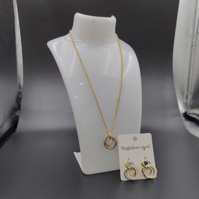 Les dernières boucles d'oreilles en acier inoxydable de couleur or, collier, bracelet avec pierre pour femme