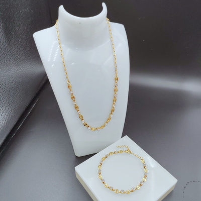 Nouvelle arrivée à la mode High Polish la plus récente couleur or boucle d'oreille en acier inoxydable, collier, bracelet ensemble avec Zirco pour la dame