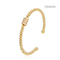 Bracelet de perles en or 14 carats avec strass et cylindre de manchette ouverte de marque de luxe pour dames