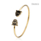 bracelets ouverts d'émail de léopard de noir de bracelet de bracelet d'acier inoxydable de l'or 18k