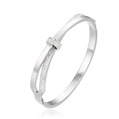 Bijoux de créateur en or en acier inoxydable Bracelet de luxe en forme d'arc de diamant en couches