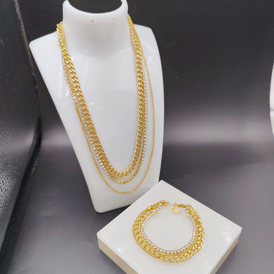 Nouvelle arrivée à la mode High Polish La plus récente couleur dorée Boucle d'oreille en acier inoxydable, Collier, Bracelet pour Dame